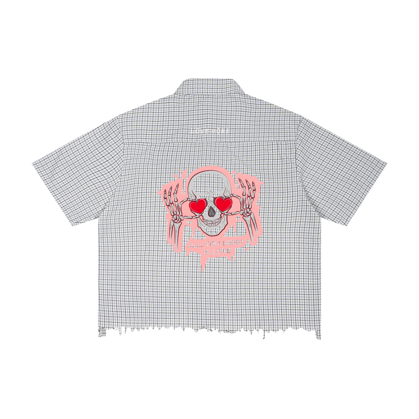 Unisex Distressed Plaid Boxy Shirt