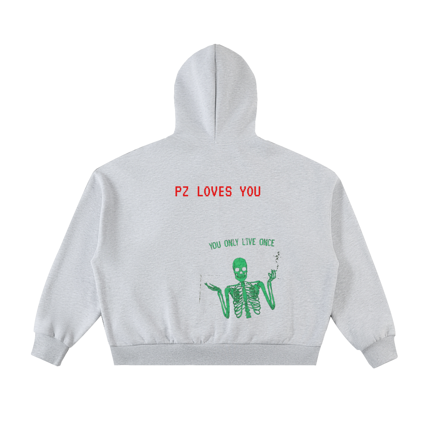 Fleeced Full-Zip Boxy Hoodie: PZ MAKE MEMORIES
