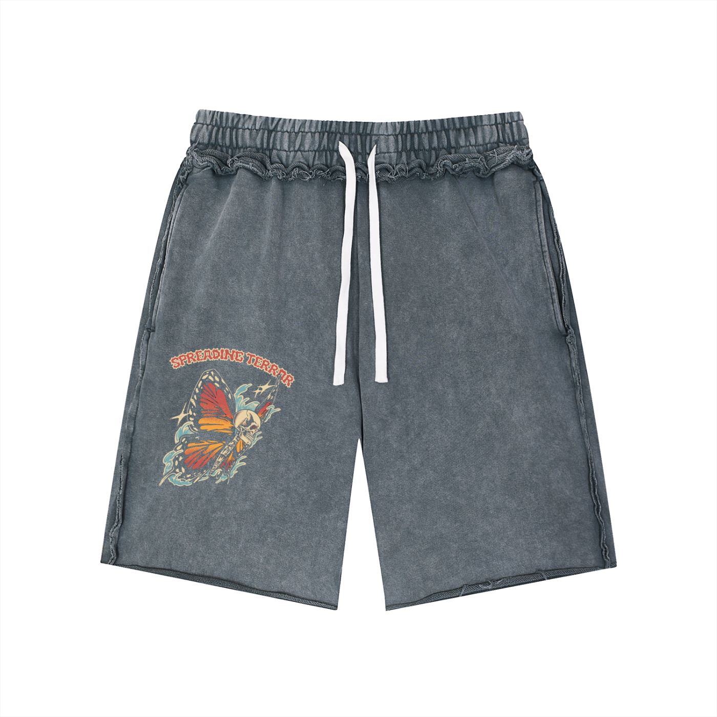 Unisex Mineral Wash Raw Edge Shorts