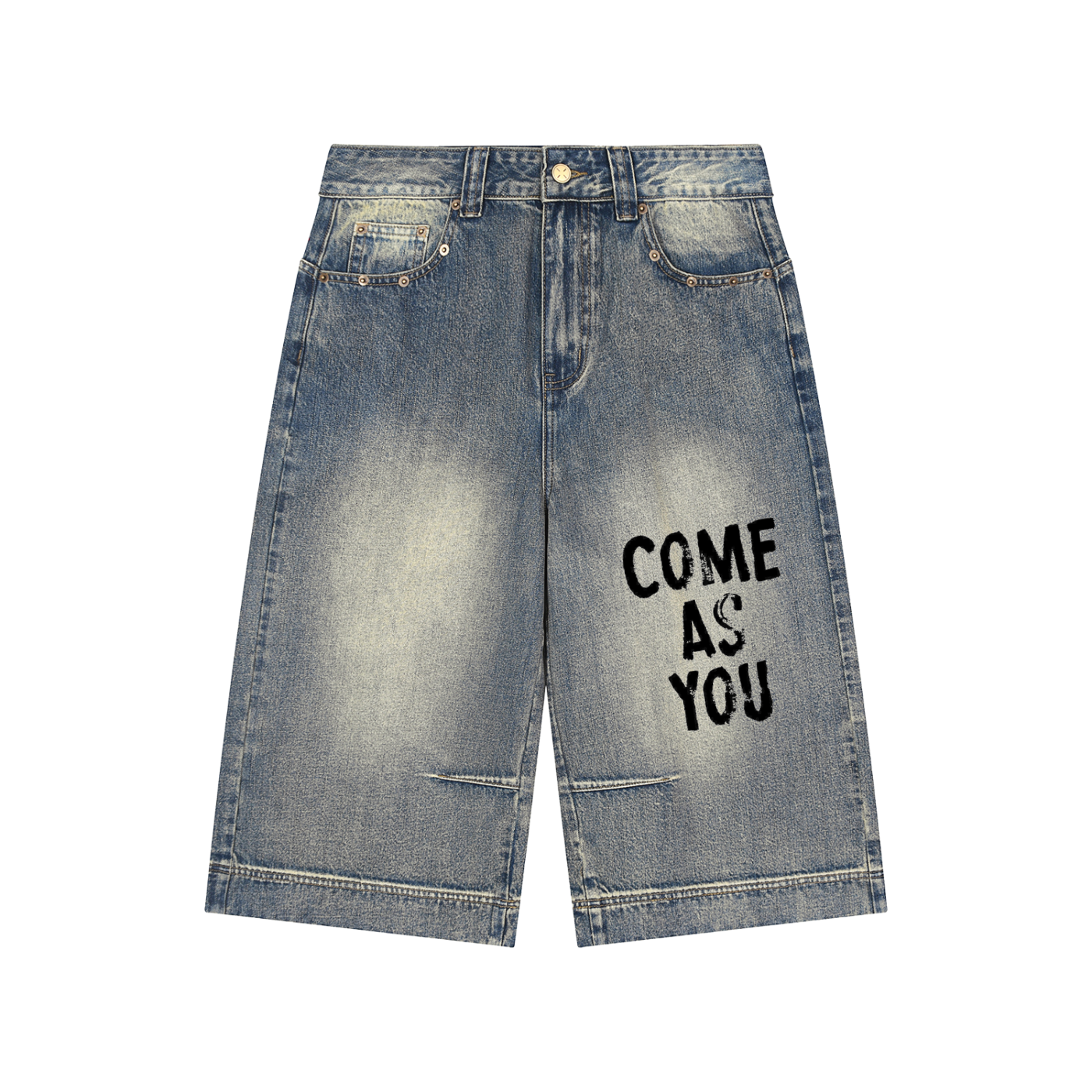 Vintage Wash Baggy Denim Shorts