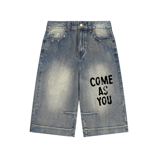 Vintage Wash Baggy Denim Shorts