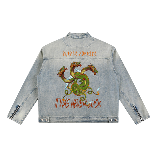 Vintage Wash Zip Denim Jacket