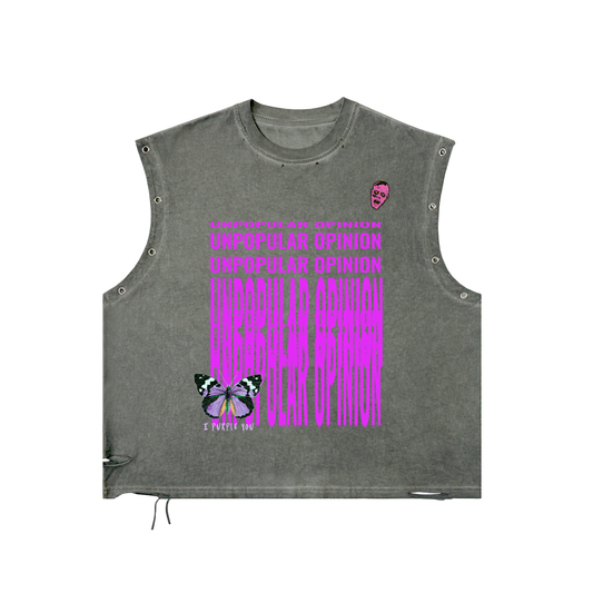 Distressed Grommet Eyelet Tank Top