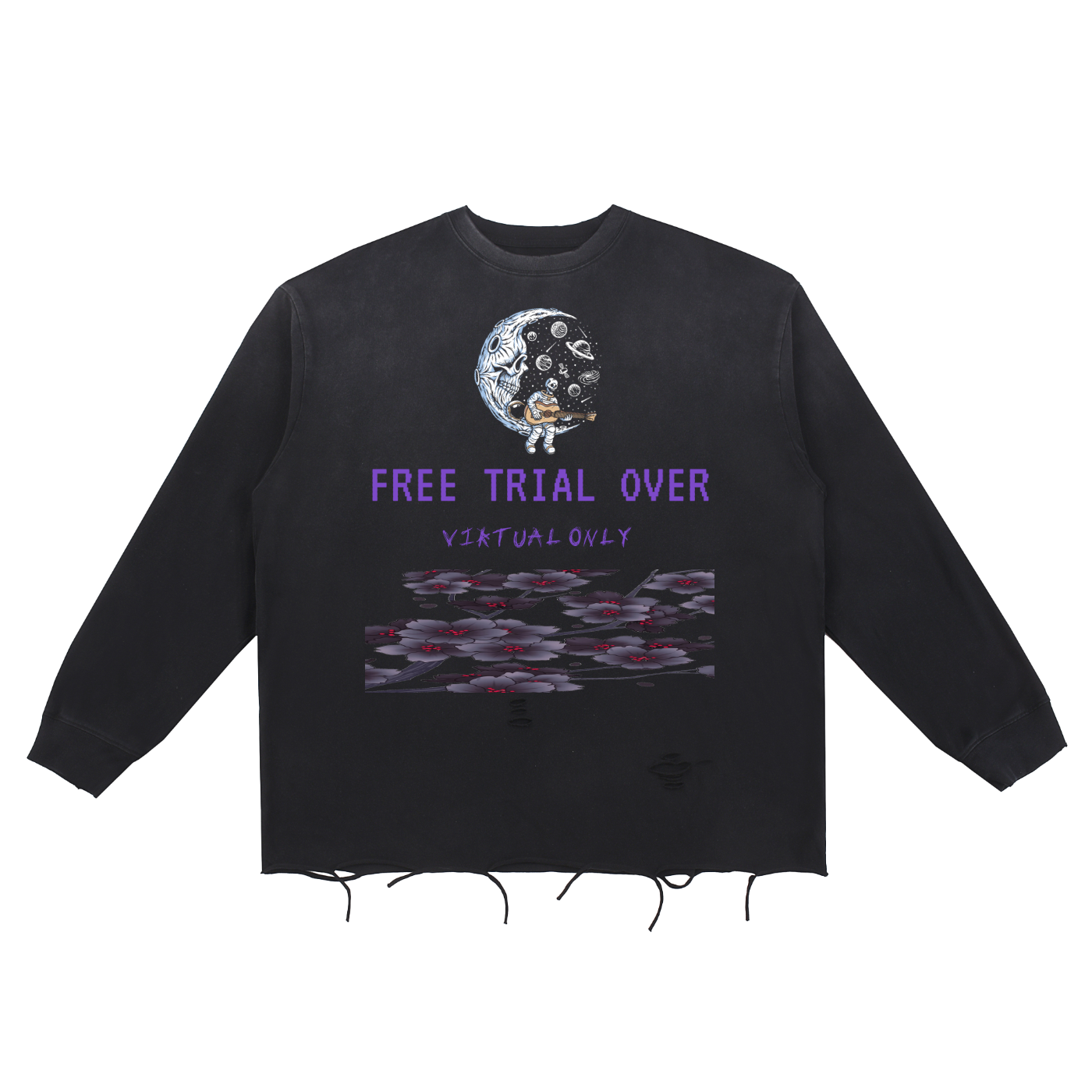 Snow Wash Raw Edge Cotton T-Shirt