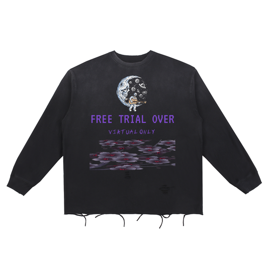 Snow Wash Raw Edge Cotton T-Shirt