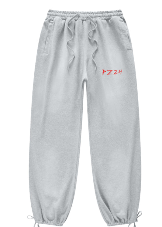 PZ (Light Gray)Streetwear Unisex Heavyweight 445G Ombre Washed Drawstring Waist Fleece Joggers