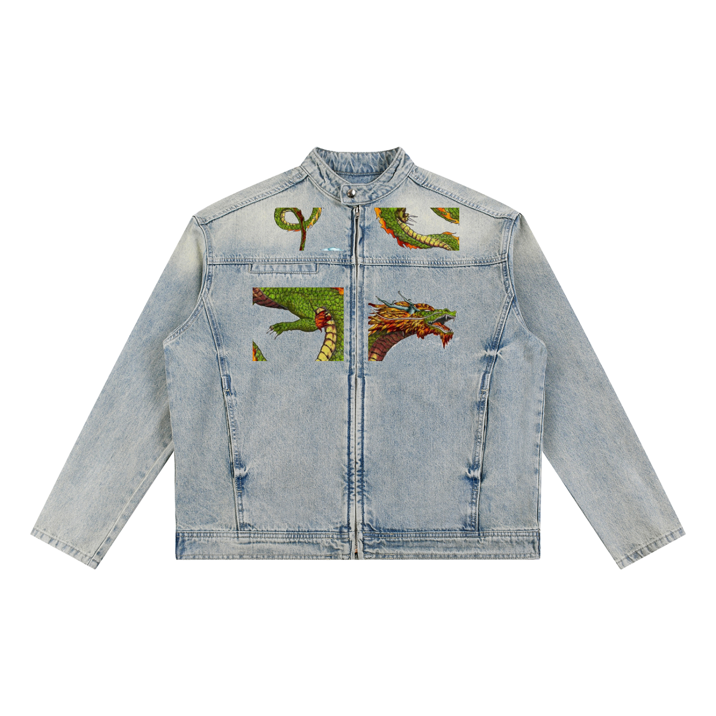 Vintage Wash Zip Denim Jacket