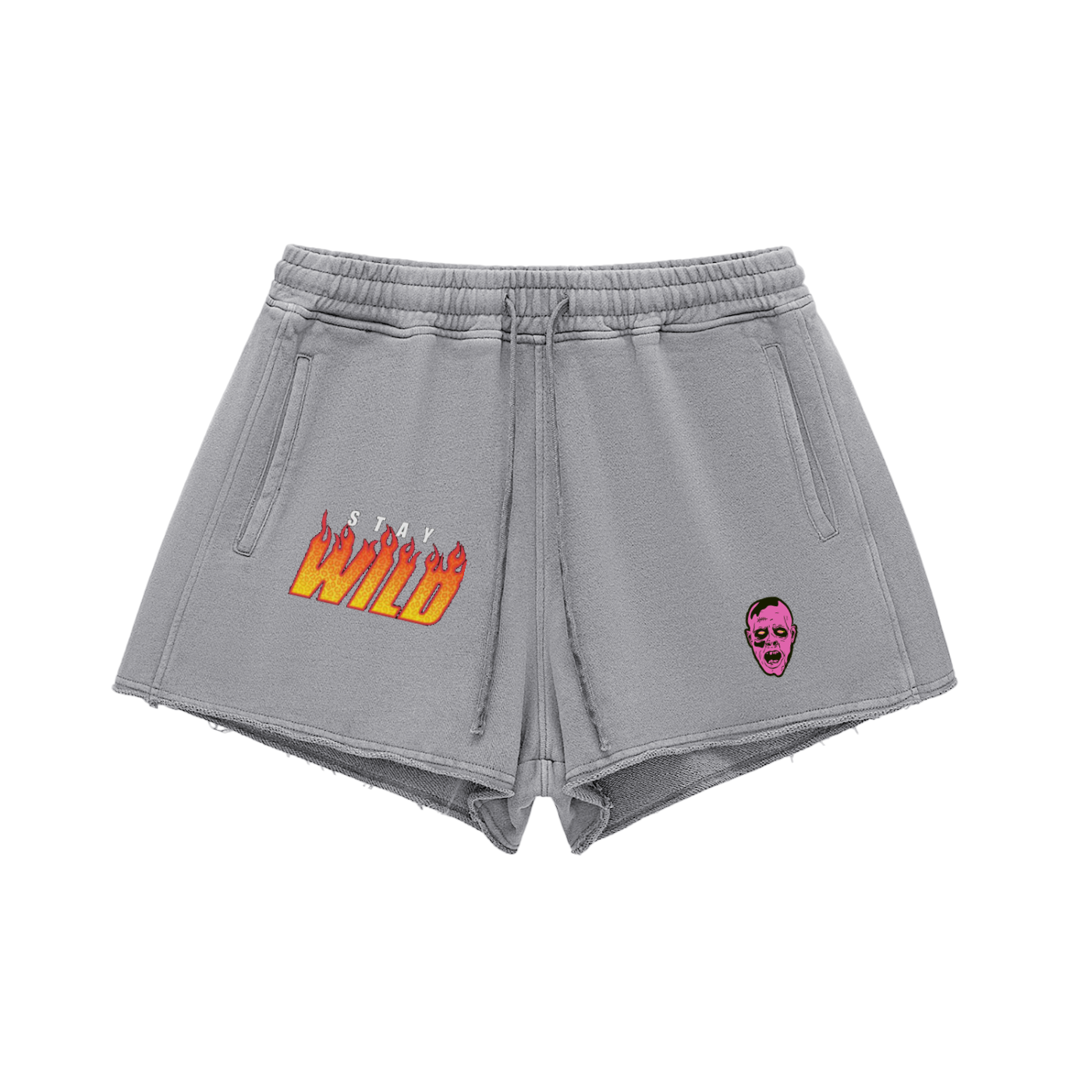 Snow Washed Raw Edge Drawstring Shorts -PZSWV